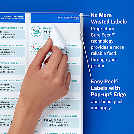 Avery® Easy Peel® Return Address Labels With Sure Feed® Technology, 8167,  Rectangle, 1/2