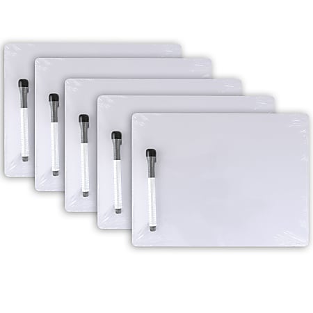 Pacon Dry-Erase Whiteboard Sets, 1-Sided, 8-15/16"" x 11-13/16", White, Pack Of 5 Sets