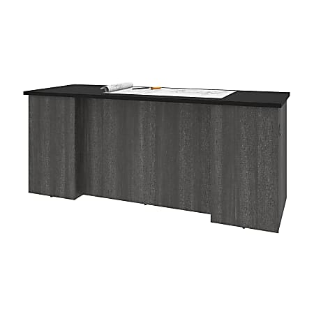 Bestar Norma 71"W Computer Desk Shell, Black/Bark Gray