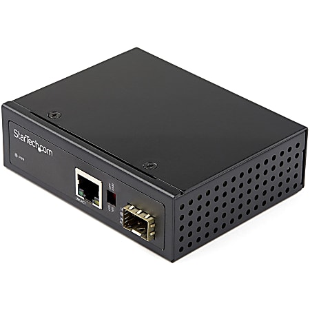 StarTech.com Industrial Fiber to Ethernet Media Converter - 1Gbps SFP to RJ45/CAT6 - SM/MM Fiber to Copper Gigabit Network IP-30 12V Input - Fiber to Ethernet Media Converter extends networks & converts optical fiber to RJ45 Copper/CAT6