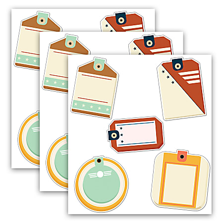 Carson Dellosa Education Cut-Outs, Let's Explore Travel Tags, 36 Cut-Outs Per Pack, Set Of 3 Packs