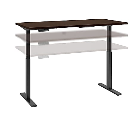 Bush Business Furniture Move 60 Series 60"W x 30"D Height Adjustable Standing Desk, Mocha Cherry/Black Base, Premium Installation