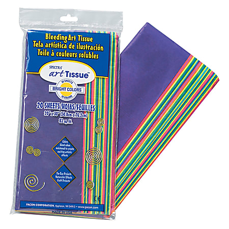 Pacon® Spectra Deluxe Bleeding Art Tissue, 20" x 30", Assorted Colors, 20 Sheets Per Pack, Set Of 6 Packs