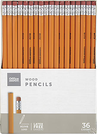 Office Depot® Brand Wood Pencils, Unsharpened, #2 Medium Soft Lead, Pack Of 36