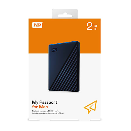 Western Digital My Passport Portable HDD For Mac 2TB Blue - Office