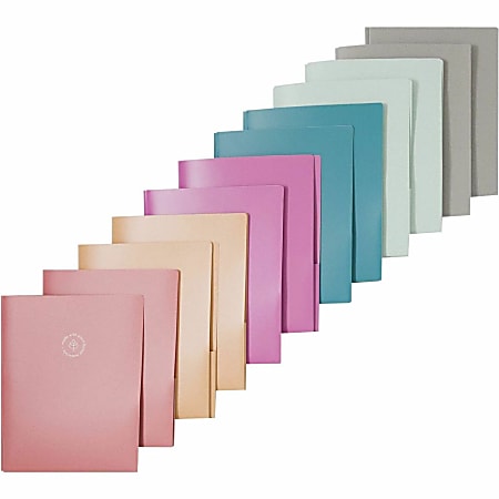 U Brands U-Eco™ Pronged Poly 2 Pocket Folders, Letter (8 1/2" x 11"), Assorted Colors, Pack Of 12