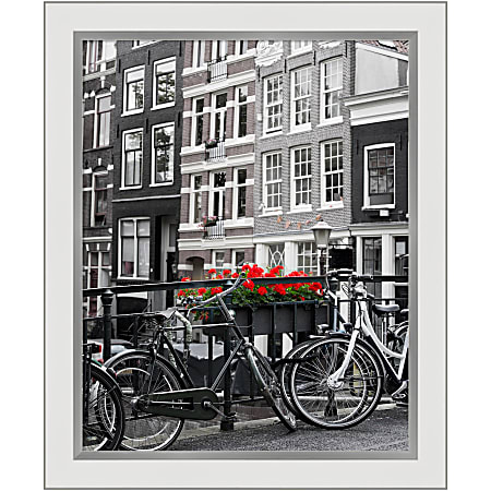 Amanti Art Narrow Picture Frame, 23" x 19", Matted For 16" x 20", Eva White Silver