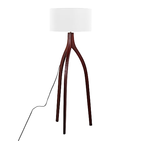 LumiSource Wishbone Contemporary Floor Lamp, 54-3/4”H, White/Walnut