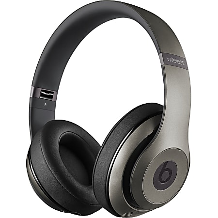Beats by Dr. Dre Studio Wireless Over-Ear Headphones - Titanium - Stereo - Wired/Wireless - Bluetooth - 30 ft - 20 Hz - 20 kHz - Over-the-head - Binaural - Circumaural - Noise Canceling - Titanium