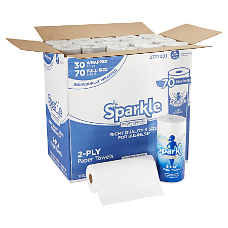 Sparkle® Professional Series by GP PRO 2-Ply Kitchen Paper Towels, 70 Sheets Per Roll, Pack Of 30 Rolls