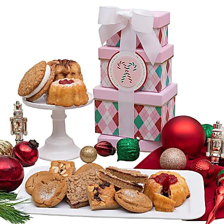 Gourmet Gift Baskets Sweet Blondies And Jam Filled Baked Goods Tower, Multicolor