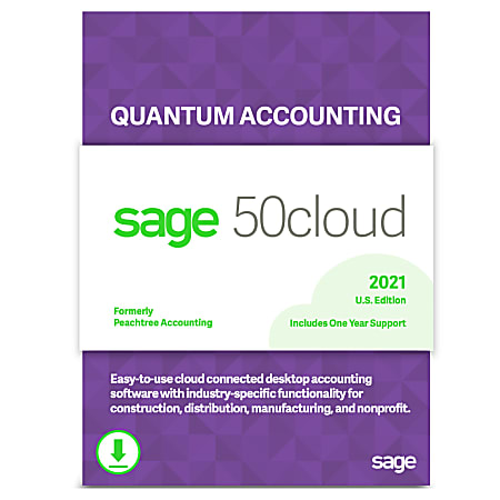 Sage 50cloud Quantum Accounting 2021 U.S. 2-User One Year Subscription (Windows)