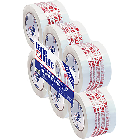 Tape Logic® If Seal Is Broken Preprinted Carton Sealing Tape, 3" Core, 3" x 110 Yd., Red/White, Case Of 6
