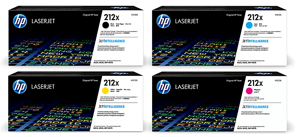HP 212X Black Cyan Magenta Yellow High Yield Toner Cartridges