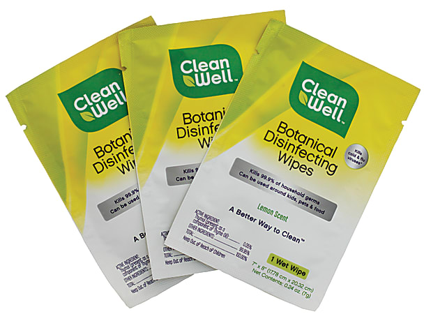 CleanWell Botanical Disinfecting Wipes, Lemon Scent
