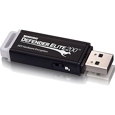 Kanguru Defender Elite200 Hardware Encrypted Secure USB 2.0 Flash Drive, 16GB