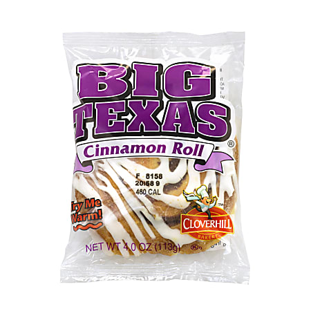Cloverhill Big Texas Cinnamon Roll, 4 Oz, Pack Of 12