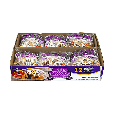 Cloverhill Big Texas Cinnamon Roll, 4 Oz, Pack Of 12