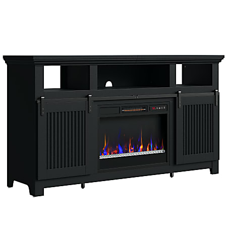 Bestier Farmhouse Electric Fireplace TV Stand For 65" TVs, 33-1/8”H x 60”W x 13-13/16”D, Black