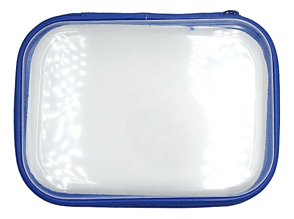 Office Depot® Brand Clear Pencil Case With Trim, 9" x 6-3/4", Blue