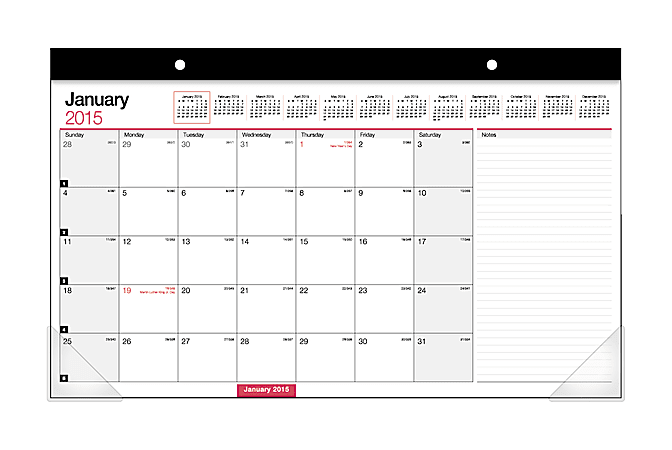 Office Depot® Brand 30% Recycled Large Monthly Desk Pad Calendar, 17 3/4" x 10 7/8", January-December 2015