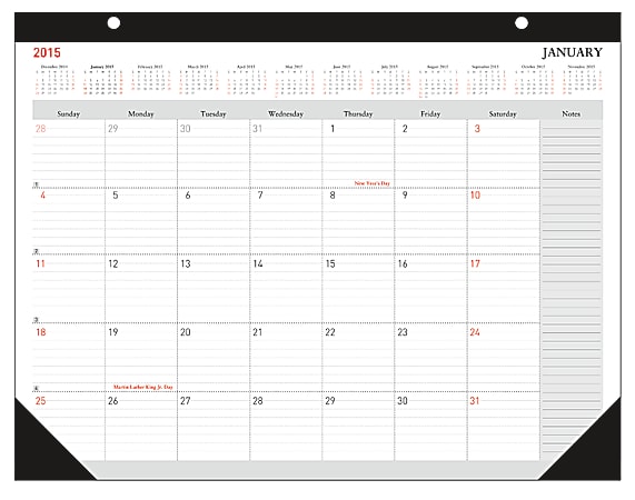 FORAY™ 30% Recycled Monthly Desk Pad Calendar, 22" x 17", January-December 2015