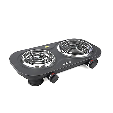 MegaChef Portable Dual Electric Coil Cooktop - Black