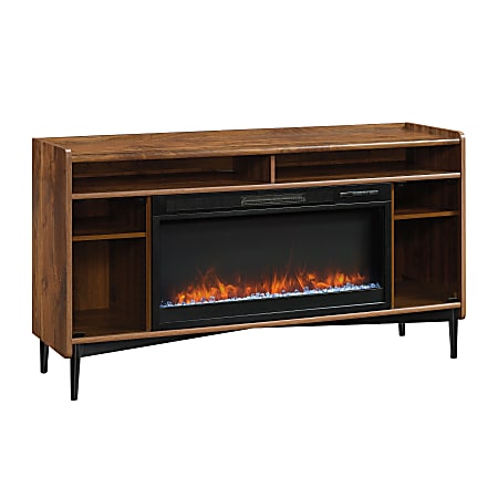 Sauder® Harvey Park Entertainment Credenza With Fireplace, Grand Walnut