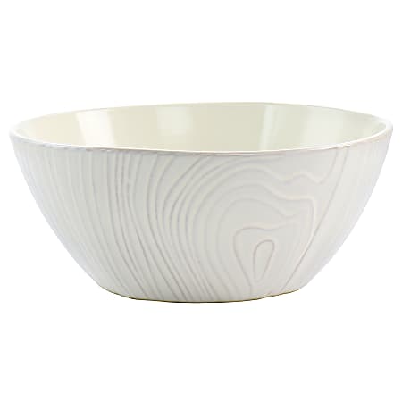 Martha Stewart Wood Pattern Stoneware Serving Bowl, 9-7/8”, White