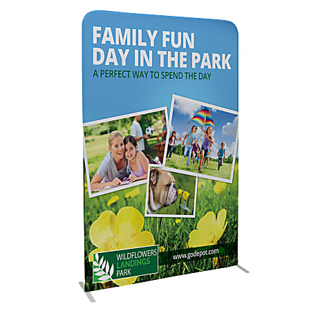 Custom Printed Step &amp; Repeat Double Sided  Stretch Fabric Floor Display Kit, 5' W X 7.5' H