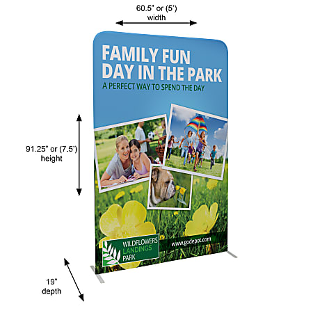 Custom Printed Step & Repeat Double Sided  Stretch Fabric Floor Display Kit, 5' W X 7.5' H