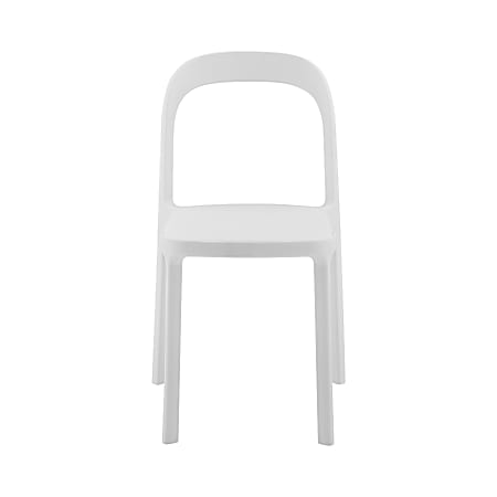 Eurostyle Lance Outdoor Furniture Stackable Side Chairs, White, Set Of 2 Chairs