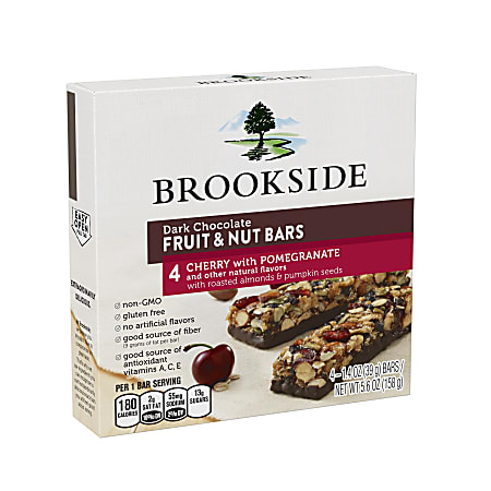 Brookside Dark Chocolate Fruit & Nut Bars, Cherry With Pomegranate, 4 Bars Per Box, Pack Of 2 Boxes