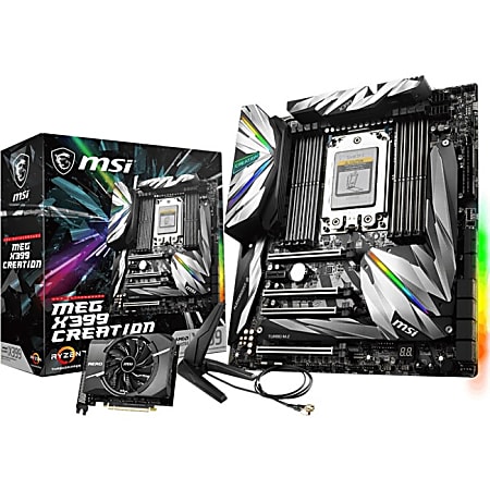 MSI MEG X399 Creation Desktop Motherboard - AMD Chipset - Socket TR4 - 128 GB DDR4 SDRAM Maximum RAM - UDIMM, DIMM - 8 x Memory Slots - Gigabit Ethernet - Wireless LAN - 10 x USB 3.1 Port - 8 x SATA Interfaces