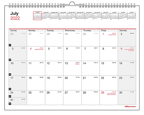 Office Depot Brand Monthly Academic Wall Calendar 8 12 x 11 30percent  Recycled July 2022 to June 2023 - Office Depot