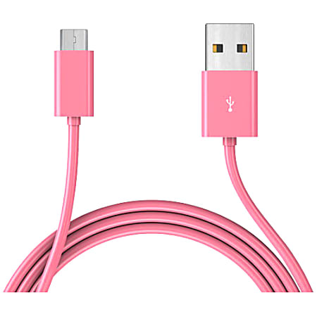 TAMO Micro USB Cable - Pink, 6ft - USB for Cellular Phone - 6 ft - 1 x Type A Male USB - 1 x Male Micro USB