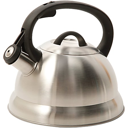 Mr. Coffee Collinsbroke 2.4 Quart Stainless Steel Tea Kettle with Red