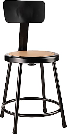 National Public Seating Hardboard Stool With Back, 18"H, Black