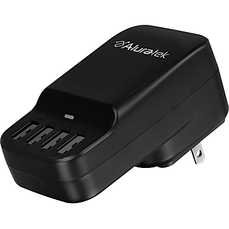 Aluratek 4-Port USB Charging Station - 120 V AC, 230 V AC Input - 5 V DC Output - 2.40 A