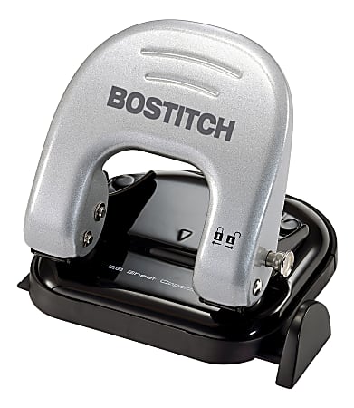Bostitch EZ Squeeze™ Two-Hole Punch, 20 Sheet Capacity, Black/Gray