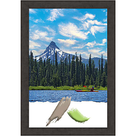 Amanti Art Picture Frame, 23" x 33", Matted For 20" x 30", Rustic Plank Espresso Narrow