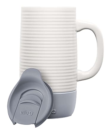 Ello Coffee Tea Drink Travel Mug Cup Gray Stripes Ceramic Tumbler 12o -  household items - by owner - housewares sale 