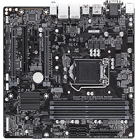 Gigabyte Q370M D3H GSM PLUS Desktop Motherboard - Intel Q370 Chipset - Socket H4 LGA-1151 - Intel Optane Memory Ready - Micro ATX - 64 GB DDR4 SDRAM Maximum RAM - DIMM, UDIMM - 4 x Memory Slots - Gigabit Ethernet - HDMI - DisplayPort - 6 x SATA Interfaces