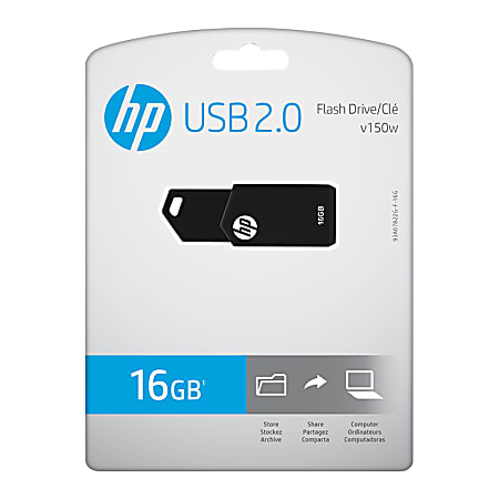 HP v150w USB 2.0 Flash Drive, 16GB, Black, P-FD16GHP150-GE