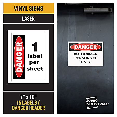 Avery® Industrial Adhesive Vinyl Signs, 61553, Danger Header,