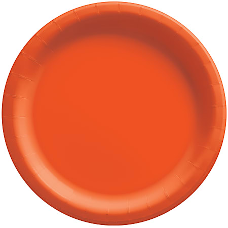 Amscan Round Paper Plates, Orange Peel, 6-3/4”, 50