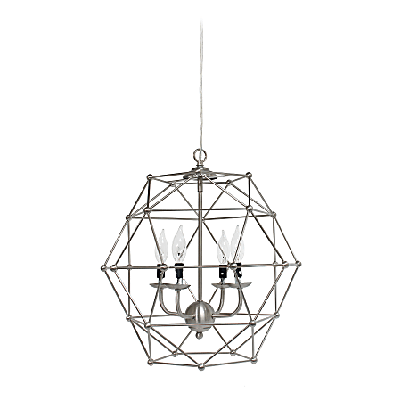 Elegant Designs 4-Light Hexagon Pendant Lamp, 18"W, Brushed Nickel