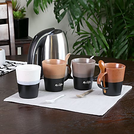  Mfacoy 2 PACK Glass Coffee Mugs with Handle & Spoon