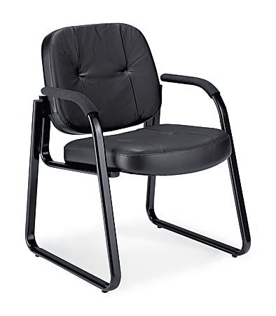 OFM Bonded Leather Reception Chair, Black