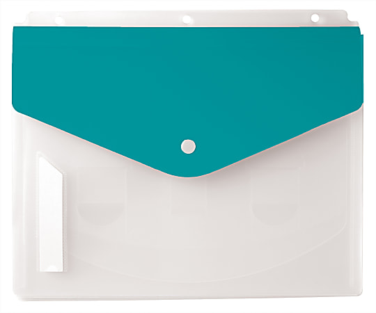 Office Depot® Brand 4-Pocket Cascading Binder Folder, 8-1/2" x 11", 65-Sheet Capacity, Clear/Aqua
